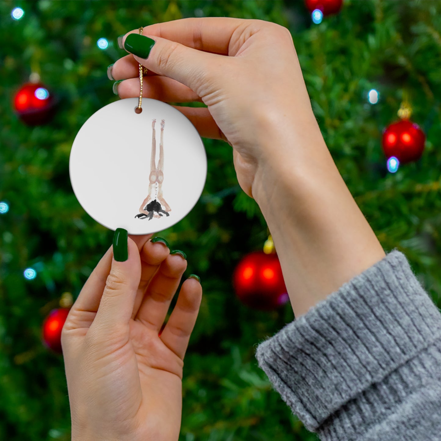 Naked Head Stand! Ornament